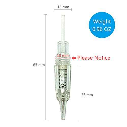 Pinkiou Permanent Makeup Cartridges Round 1RL Tattoo Needles and Caps for Eyebrow Tattoo Machine Microblading Pen Pigment Tips (Pack of 10)