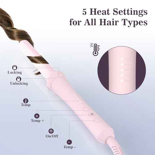 Curling Iron Set 7-in-1, Curling Wand Set with 7 Interchangeable Barrels Included A Heated Round Brush, 3 Hair Crimper, Ceramic Coating Protect Hair, with Gift Package (0.6"-1.25") Pink