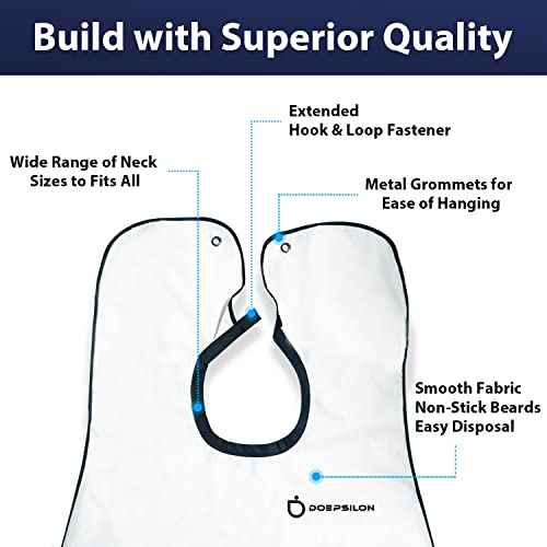 Beard Bib Apron, Beard Bib Hair Catcher for Shaving, Non-Stick Beard Shave Cape with Suction Cups, Grooming Accessories for Men, Gifts for Men Husband Father (White)
