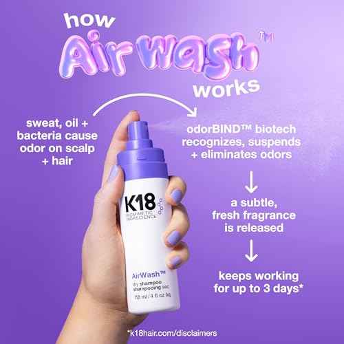 K18 AirWash¢â Dry Shampoo, Non-Aerosol, Balances Scalp & Controls Excess Oil Production