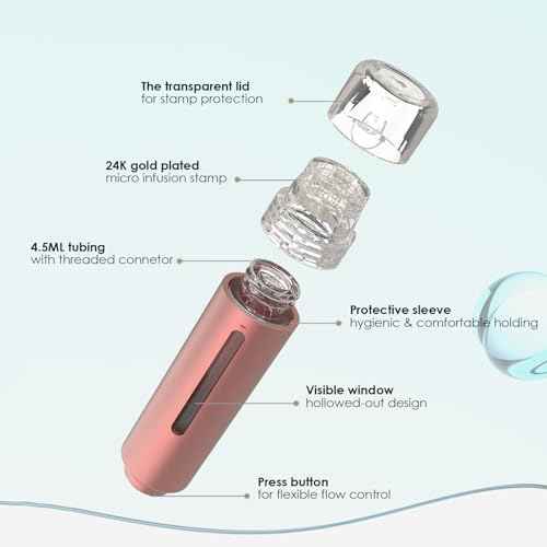 AQUA STAMP 2-in-1 Titanium Derma Stamp Pen | 0.25mm Gold Micro Infusion Hydra Needles | Manual Microneedling Tool for Face Lips Scalp Care | Fine Touch Serum Applicator