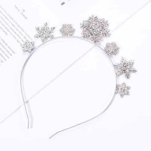 Snowflake Headband Holiday Christmas Headband for Women Sparkling Rhinestone Crystal Snowflake Hairband Tiara Winter Holiday Accessories Festive Party Favors Gifts (A - Snowflake 2)