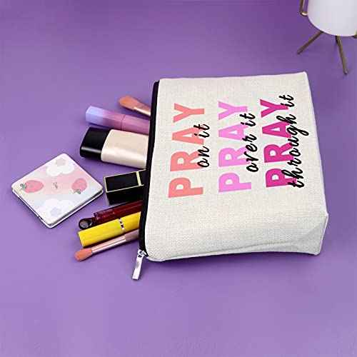 Christian Bible Verse Makeup Bag Cosmetic Organizers Inspirational Quotes Motivational Gift for Women Sister Friend Baptism Religious Birthday Christmas Travel Bag
