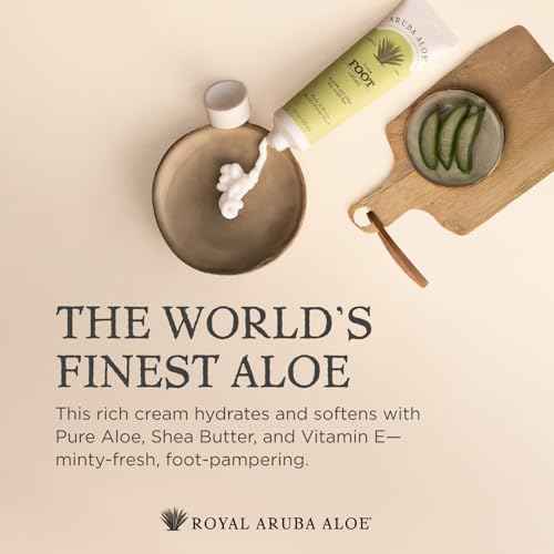 Royal Aruba Aloe Luxe Foot Cream - Nourishing and Hydrating Formula with Minty Scent - 6 Oz tube
