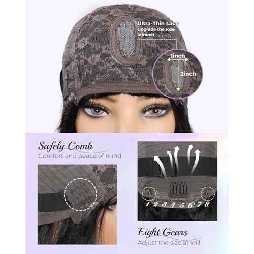 Bob Wig with Bangs Human Hair 100% Human Hair Wigs with Bangs Glueless 2¡¿1 Lace Closure Short Bob Wig Human Hair Straight Wigs for Black Women Closure 180% Density Beginner Friendly£¨14Inch,Black£©