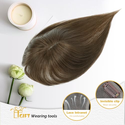 10inch Hair Toppers for Women Clip in Bangs with Thinning Hair Pieces for Women Medium Brown Hairr Topper for Woman 4.4 * 3.1¡¯ Wiglets Hairpieces for Thinning Hairs#4