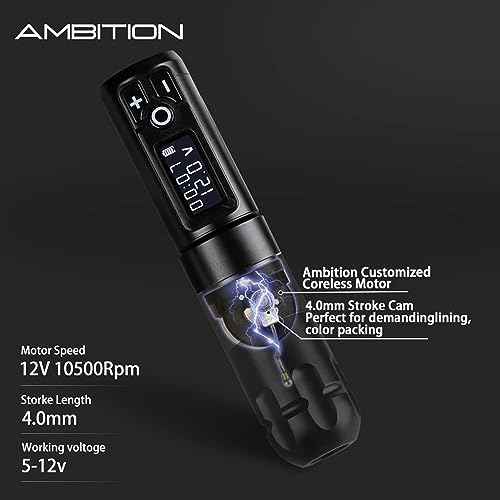 Ambition Soldier Tattoo Kit - Wireless Tattoo Machine Kit Complete Rotary Tattoo Gun with Extra 2400mah Power 120pcs Glory Mixed Size Cartridge Needles for Professional Tattoo Artists