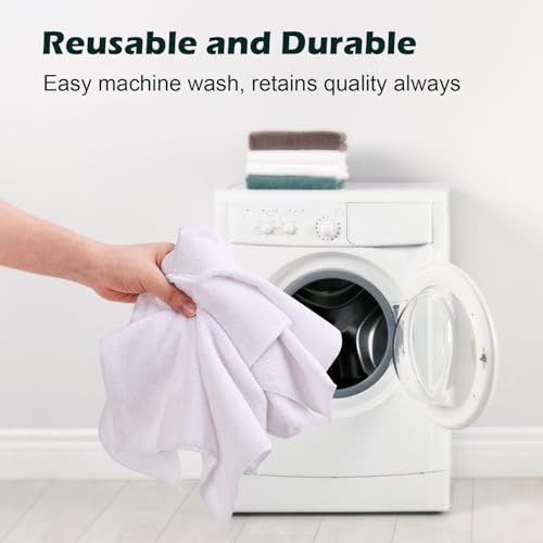 White Washcloths Bulk 400 Pack, Highly Absorbent & Quick Drying Face Towels, Premium Quality Soft Bath Towels, Multipurpose Microfiber Wash Cloths, 12x12 inches