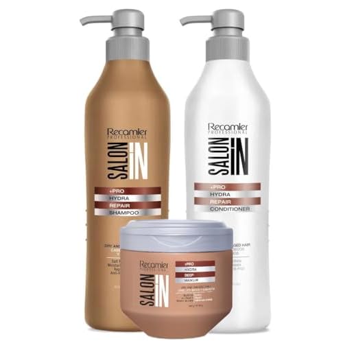Recamier Professional Salon In +Pro Hydra Repair Hair 3 pack kit - Shampoo 33.8oz + Conditioner 33.8oz + Deep Treatment Mask 10.58oz