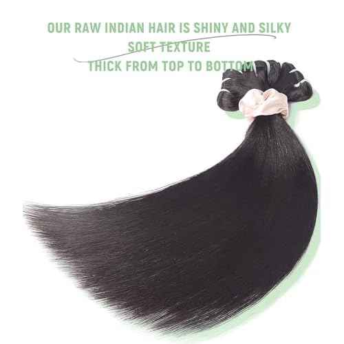 MLIP Raw Bundles Human Hair Straight, No Tangle Shedding, Keep Texture Silky Soft After Multiple Washes, 15A Raw Indian Hair Bundles 22 Inches, Triple Lifespan 3X