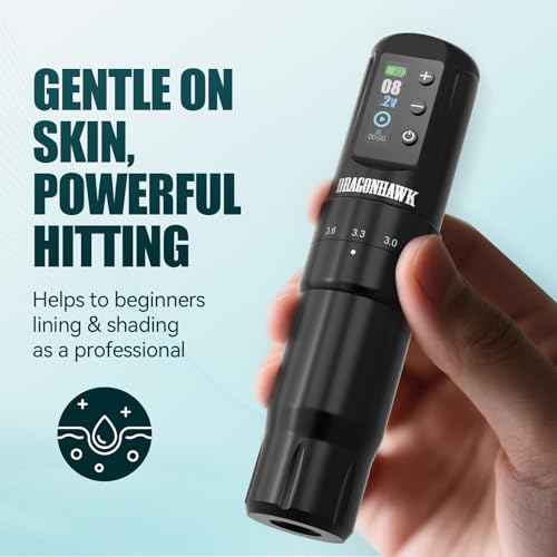 Dragonhawk Atom2 Pro Complete Tattoo Kit with 2 Batteries 7 Strokes Cordless Tattoo Gun Machine 2000mAh for Long Sessions Cartridge Machine for Beginners