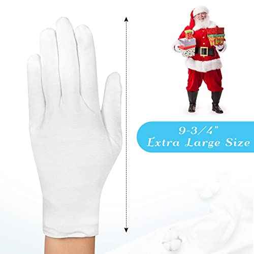 Paxcoo 6 Pairs XL White Cotton Gloves for Dry Hand Moisturizing Cosmetic Eczema Hand Spa and Jewelry Inspection