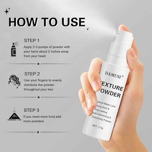 DAMUSI Hair Texture Powder Spray - Lightweight Volumizing and Texturizing Powder for Men & Women, Matte Finish Natural Look Mattifying Hair Volume Styling powder All-Day Hold