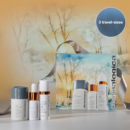 Dermalogica Warmth of the Winter Sun ? Travel Sized Skin Care Set Includes Face Exfoliants, Facial Serum, and Moisturizer with SPF