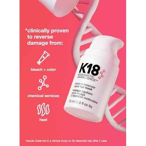K18 Leave-In Molecular Hair Mask, Repairs Dry or Damaged Hair, Reverse Hair Damage from Bleach, Color, Chemical Services & Heat
