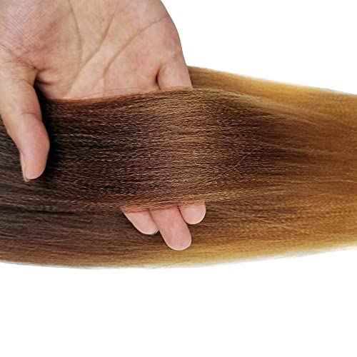 Liang Dian Pre Stretched Braiding Hair Ombre 30 Inch 8 Packs Synthetic Crochet Braids Hot Water Setting Professional Soft Yaki Texture Synthetic Hair Extensions(1B/30/27)