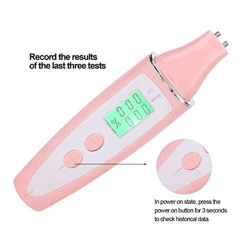 Digital LCD Skin Hydration Tester, Skin Oil Sensor, Portable Water Oil Analyzer, Face Skin Analyzer, Professional Machine for Home Salon Use, Pink