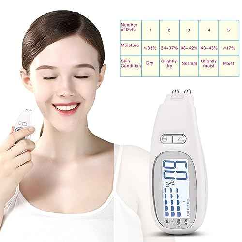 Digital Skin Detector Moisture Tester Portable Facial Softness Moisture Oil Content Tester Analyzing Device with Backlit, Approx. 3.1x1.9x7.4cm/1.22x0.75x2.91in, White