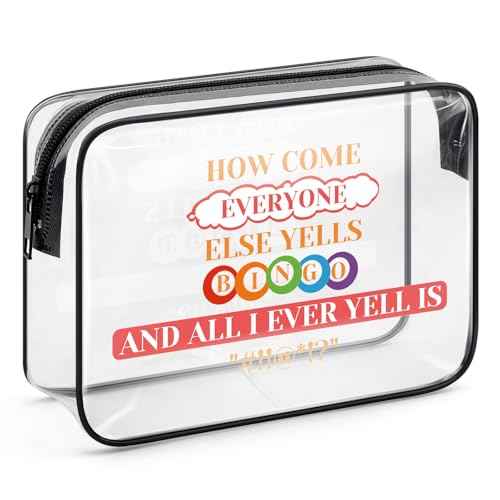 Funny Bingo Lover Game Gift Makeup Bag for Women Bingo Gambler Gifts Bingo Money Cosmetic Bag Casino Gambling Bingo Gifts Birthday Gift for Friends Bingo Player Lucky Bingo Gifts Clear Toiletry Bag