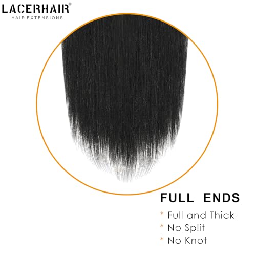Lacer Thick Yaki Straight Clip in Real Human Hair Extensions, Light Yaki Straight Clip ins, Jet Black Color For Black Women Relaxd Hair 120G 7Pieces 22 inch