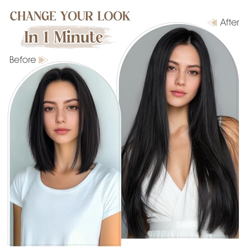 Elailite Clip in Hair Extensions Real Human Hair Double Weft Thick 8pcs Weft Medium Brown 16 Inch 130g Remy Hairpieces Balayage Full Head Straight for Women