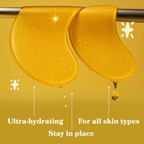 LE GUSHE Gold Under Eye Patches for Puffy Eyes and Dark Circles (20 Pairs) - Hydrating Collagen Under Eye Masks with Snail Mucin - Soothing Puffy Eyes Treatment for Women & Men - Bridesmaid Gifts