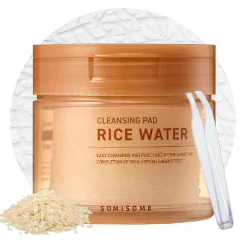 Rice Water Cleansing Pads ? Makeup Remover Wipes & Korean Toner Pads with Centella Asiatica, Exfoliating for Blackhead Removal & Pore Minimizer, 50 Pad