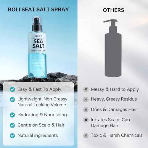 BOLI Sea Salt Spray for Men & Women, Adds Instant Volume, Light Hold, Texture, Thickening Curly Fine Hair Texturizing Water (8.12 FL.OZ)