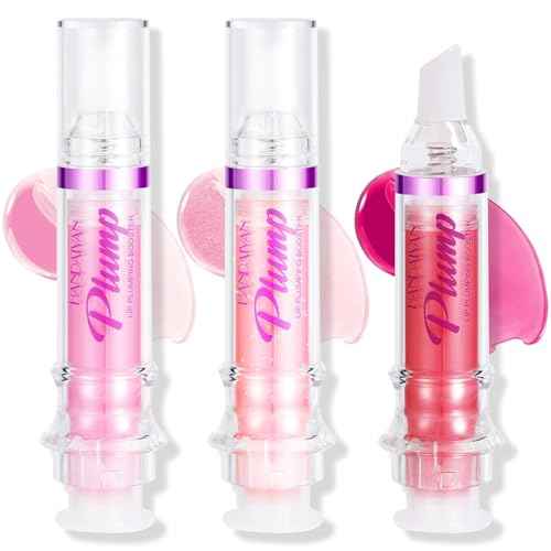 3 Colors Lip Plumping Booster, Spicy Lip Plumper Gloss Lip Plumping Oil, Ultra-Hydrating Nourishing Plump and Pout Lip Plumper, Glossy Finish Fuller Natural Lip Makeup Christmas Day Gifts-01#02#06#