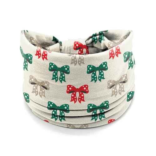 4Pcs Christmas Headbands for Women - Xmas Tree Holiday Hair Bands, Red Green Bow Festive Present Hair Accessories