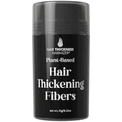 Hair Fibers for Thinning Hair For Women, Men. Plant-Based Formula for Instant Hairline & Bald Spot Coverage. Non-Itchy, Easy to Wash Out (Black)