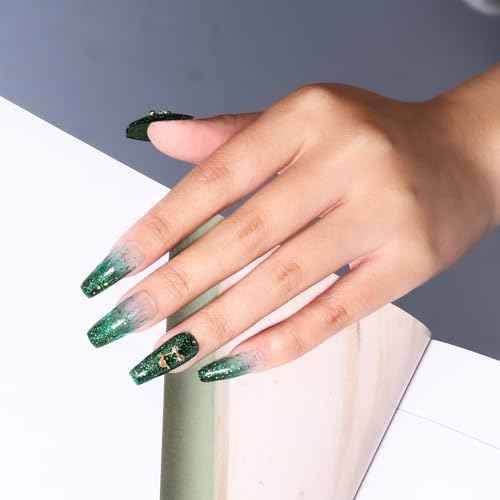 MAYCHAO 15ML Christmas Green Glitter Gel Nail Polish 1Pc Green Glitter Gel Polish Soak Off UV LED Nail Polish Nail Art Starter Manicure Salon DIY at Home, 0.5 OZ