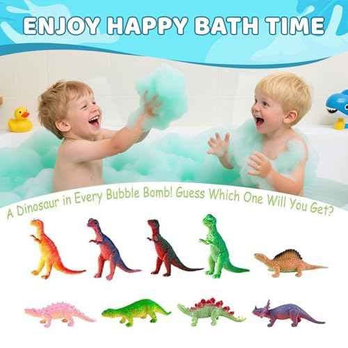Bath Bombs for Kids with Surprise Toys Inside, Kids Christmas Gifts, Stocking Stuffers for Kids Boys, XXXL Dinosaur Egg Bubble Bath Bombs Gift Set, Dino Eggs Toys for Boys 3 4 5 6 7