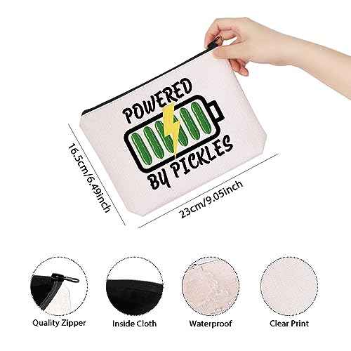 TSOTMO Funny Pickle Cosmetic Bag Pickle Food Gift Powered By Pickles Zipper Pouch Makeup Bag (BY PICKLES)