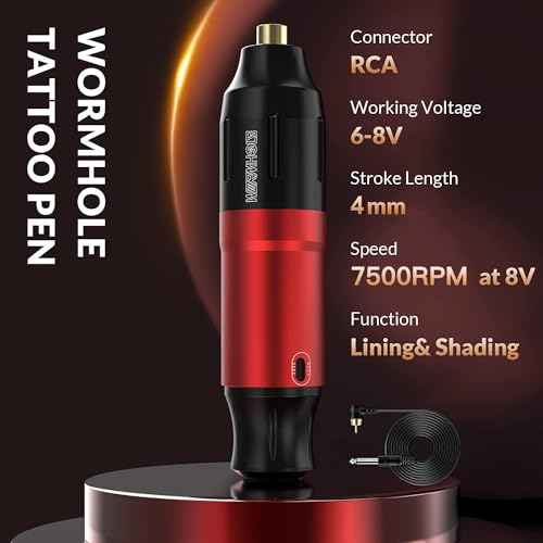Wormhole Tattoo Gun Kit Tattoo Kit with Tattoo Gun Power Supply Tattoo Cartridge Needles Rotary Tattoo Machine Kit for Beginners Black&Red
