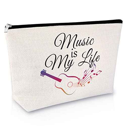 Music Lover Gift for Teen Girls Makeup Bag Music Gift for Women Daughter Appreciation Gift for Music Teacher Singer Cosmetic Bag Musician Birthday Gift Graduation Christmas Gift Travel Cosmetic Pouch