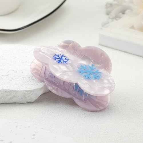 Acrylic Hair Clips Snowflake Hair Claw Clips for Women Christmas Classic White Xmas Snowflake Hair Clamps Clip Jaw for Thick Thin Hair Winter 3.3" Hair Jaw Clips Hair Accessories Gifts(snowflake)