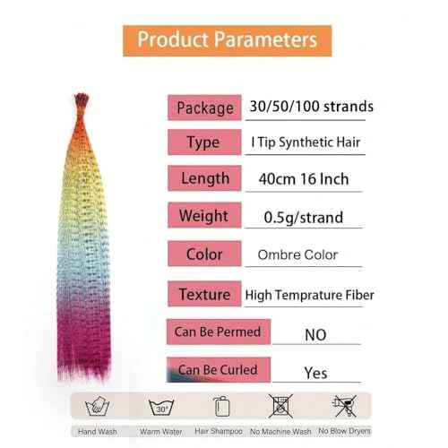 Gradient color feather hair extensions, rainbow colorful feather hair extensions, long straight hair accessories suitable for girls (YMF-JB-50pcs,16inches)