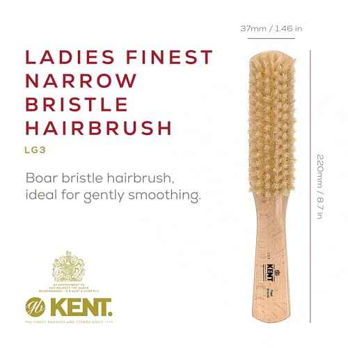 Kent LG3 Finest Hair Brushes for Women - Natural Beechwood and Boar Bristle Narrow Hairbrush for Fine or Medium Thickness Hair All Lengths - Dry Brush for Styling, Straightening, and Stimulating Oils¡¦