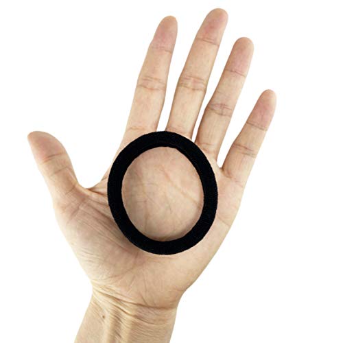 Thick Hair Ties, BETITETO 20 Pieces Seamless Ponytail Holders Scrunchies Women Cotton Stretch Hair Elastics for Thick Heavy or Curly Hair (Upgrade Black)