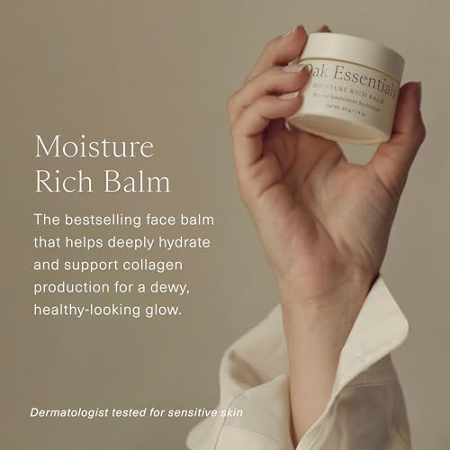 Oak Essentials Moisture Rich Balm | Nourishing Face Balm with Sea Buckthorn & Borage Seed Oil to Help Support Collagen and Deep Hydration, 1.4 Oz