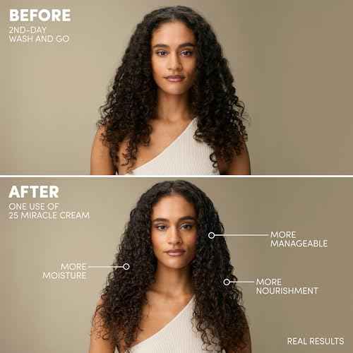 Mizani 25 Miracle Leave-In Curl Cream - Anti-Frizz Heat Protectant, Adds Lightweight Moisture & Softness, With Coconut Oil, For Natural & Curly Hair
