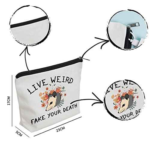 WZJHCL Possum Lover Gift Opossum Makeup Pouch Possum Mama Cosmetic Kit Flower Opossum Travel Storage Organizer Bag (Live Weird)
