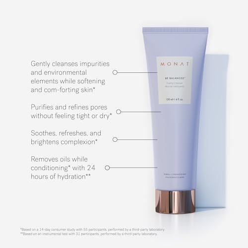 MONAT Be Balanced Foamy Cleanser - Purifying & Softening Foaming Facial Cleanser. Skin-Smoothing Antioxidants and Natural Fruit Acids Foaming Face Wash. Cleansing Foam - Net Wt. 120 ml / 4.0 fl. oz.