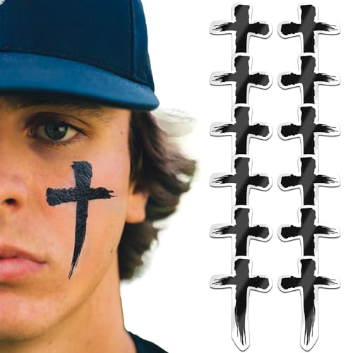 Sports Eye Black Temporary Tattoos (Cross - 24 Pack) Made in The USA No Grease, No Mess, Fast Application Eye Black Accessories for Football, Baseball, Softball, Lacrosse & More