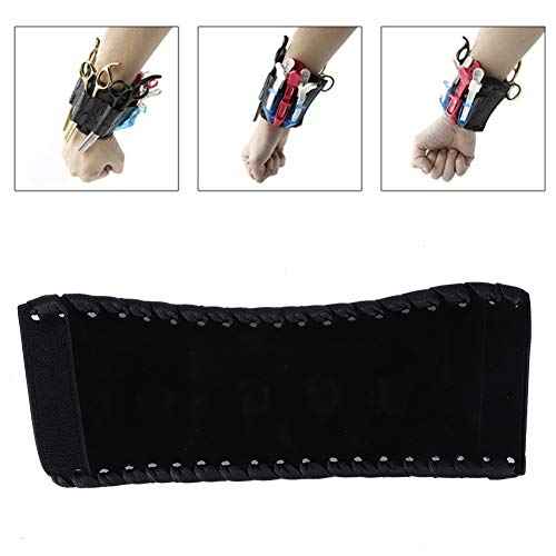 PU Leather Scissors Bag Wristband Scissor Pouch Storage Bag Barber Hair Cutting Scissor Case (Black)