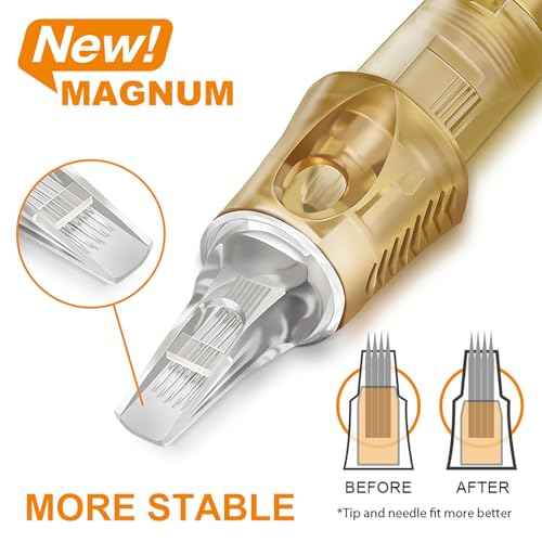 PEPAX Lance Tattoo Needles Cartridge 1017CML - 20Pcs Tattoo Cartridge Needles #10 Bugpin 17 Curved Magnum Tattoo Cartridges Diameter 0.30mm Long Taper 5.0mm Safety Membrane Makeup Tattoo Machine