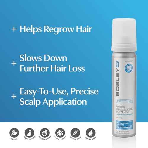BosleyMD Minoxidil Foam, Extra Strength Thinning Treatment for Hair Loss and Hair Regrowth for Men, Women 5% Topical Solution, Foam/Mousse, 1-month supply, 2 oz.