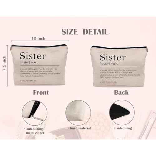 Sister Makeup Bag,Sister Gifts,Sisters Gifts from Sister,Birthday Gifts for Sister,Best Sister Gifts,Gifts for Sister,Sister Definition Small Cosmetic Makeup Bag for Purse