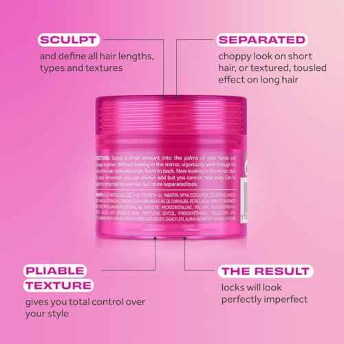 Lee Stafford Hair Styling Pomade | Messed Up Putty - Lighweight, Pliable Shaping Wax Paste, All Lengths, Firm Hold for Texturizing & Definition, Flyaway Tamer, Smoothing Slick Back, Men & Women